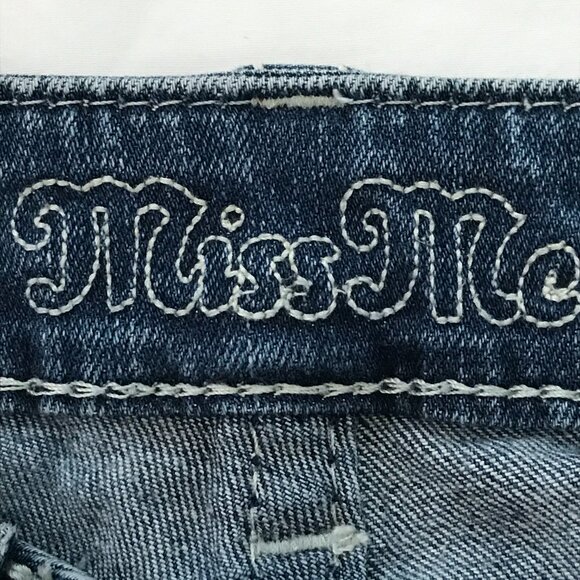 Miss Me Slim Bootcut Jeans Women 26 Blue Mid Rise Zebra Print Distressed Preppy - Picture 3 of 15